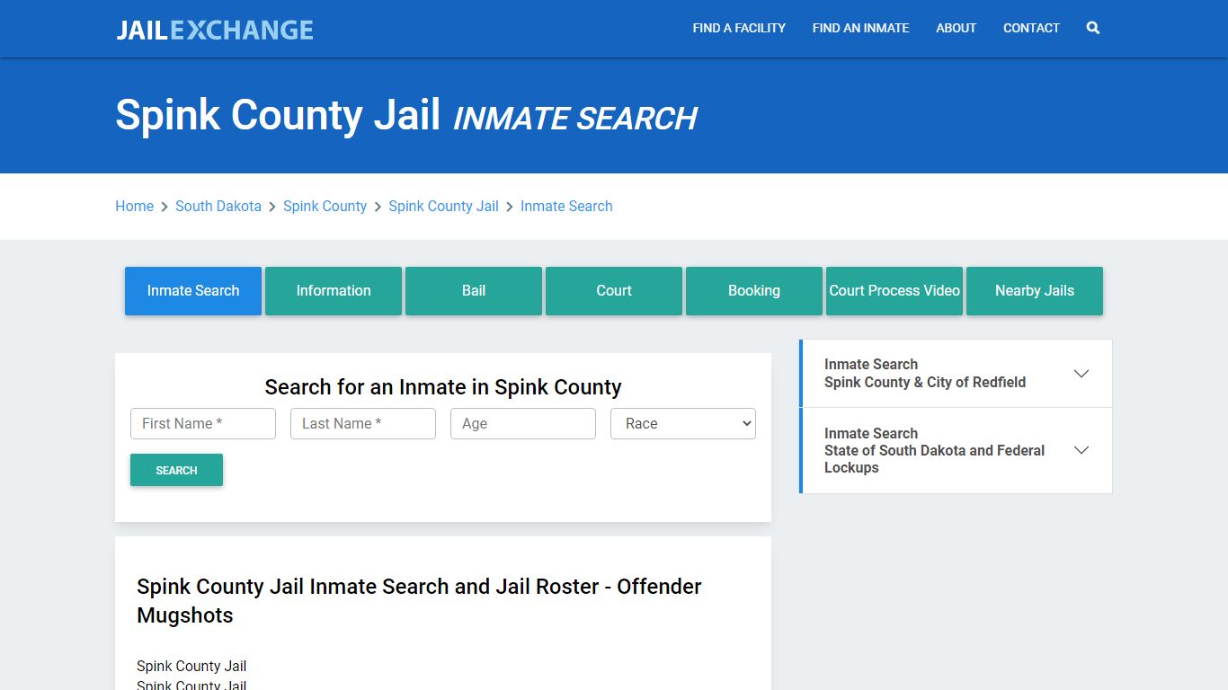 Spink County Jail, SD Inmate Search: Roster & Mugshots