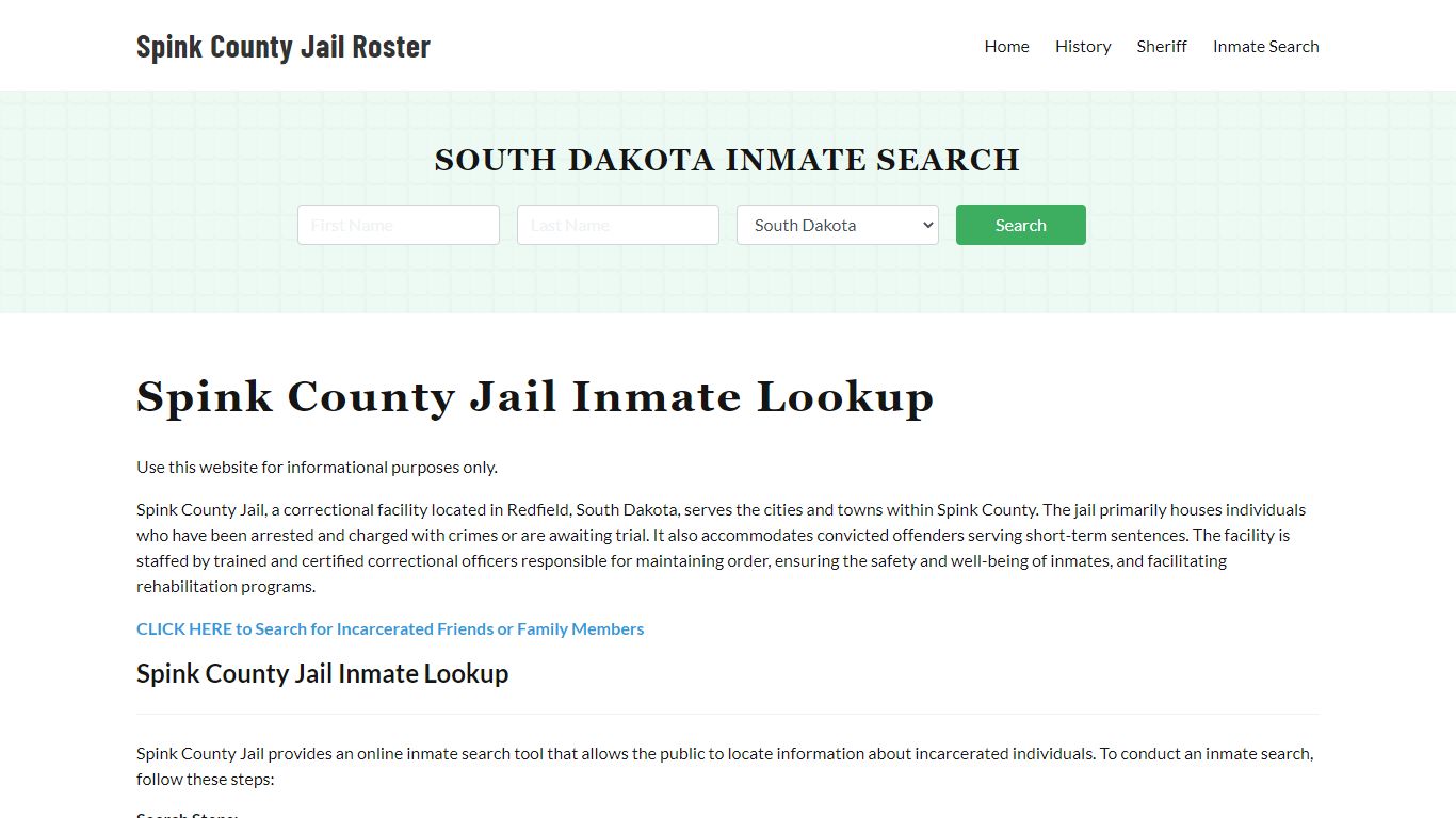 Spink County Jail Roster Lookup, SD, Inmate Search