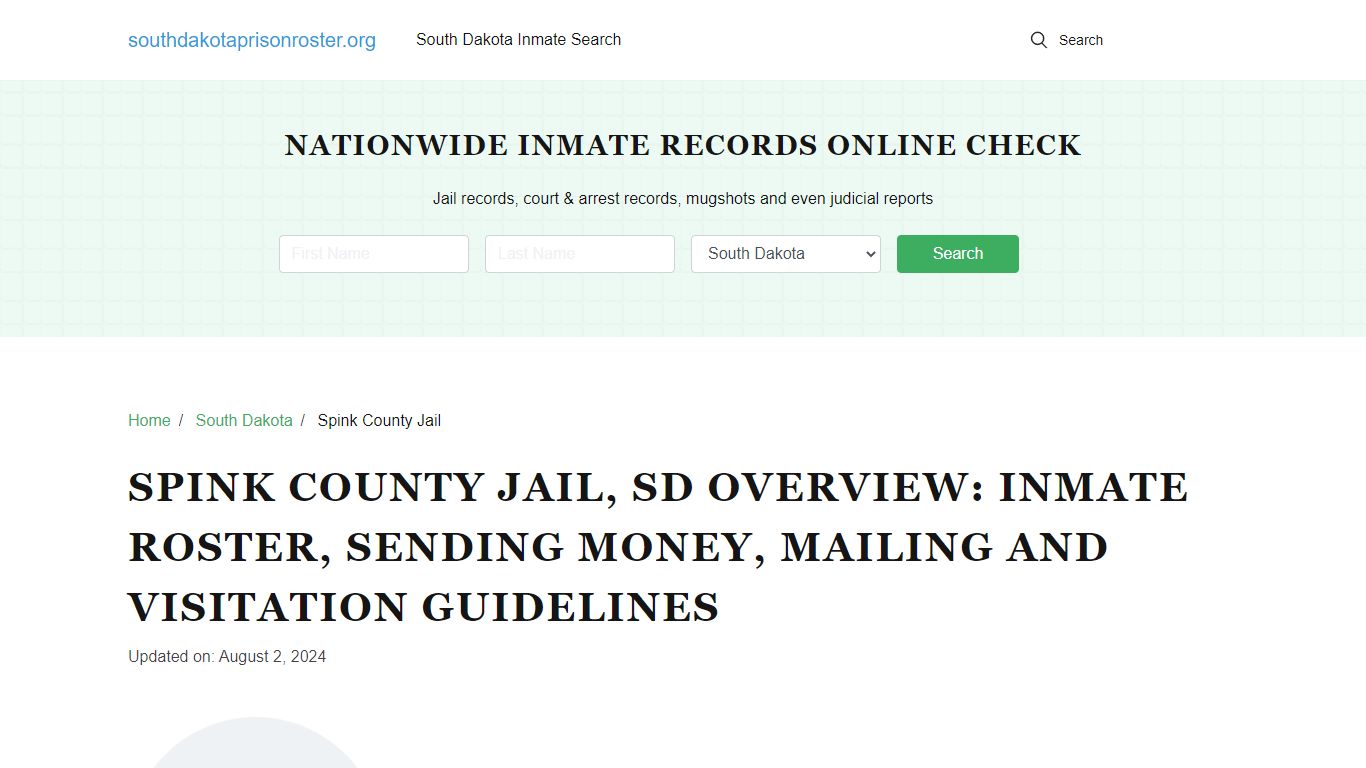 Spink County Jail, SD: Offender Search, Visitation & Contact Info