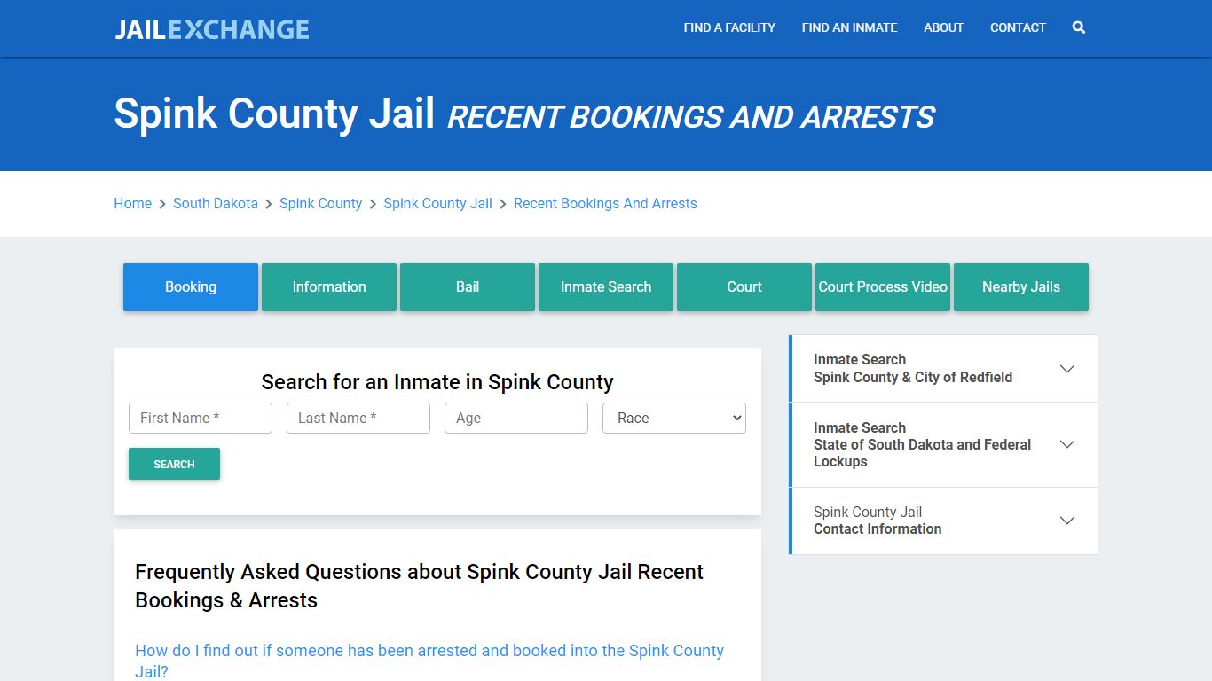 Spink County Jail Recent Bookings And Arrests - Jail Exchange