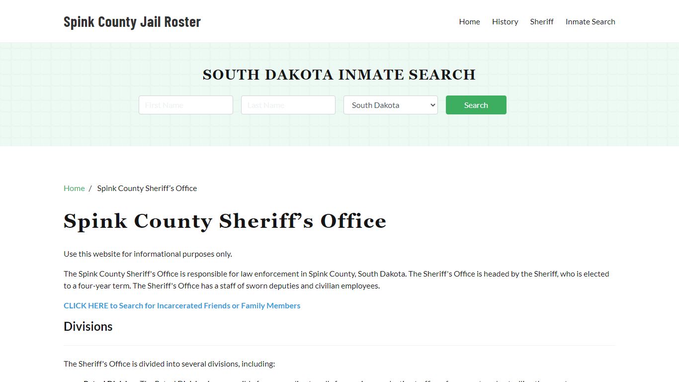 Spink County Sheriff Office, SD, Arrest Warrants Search