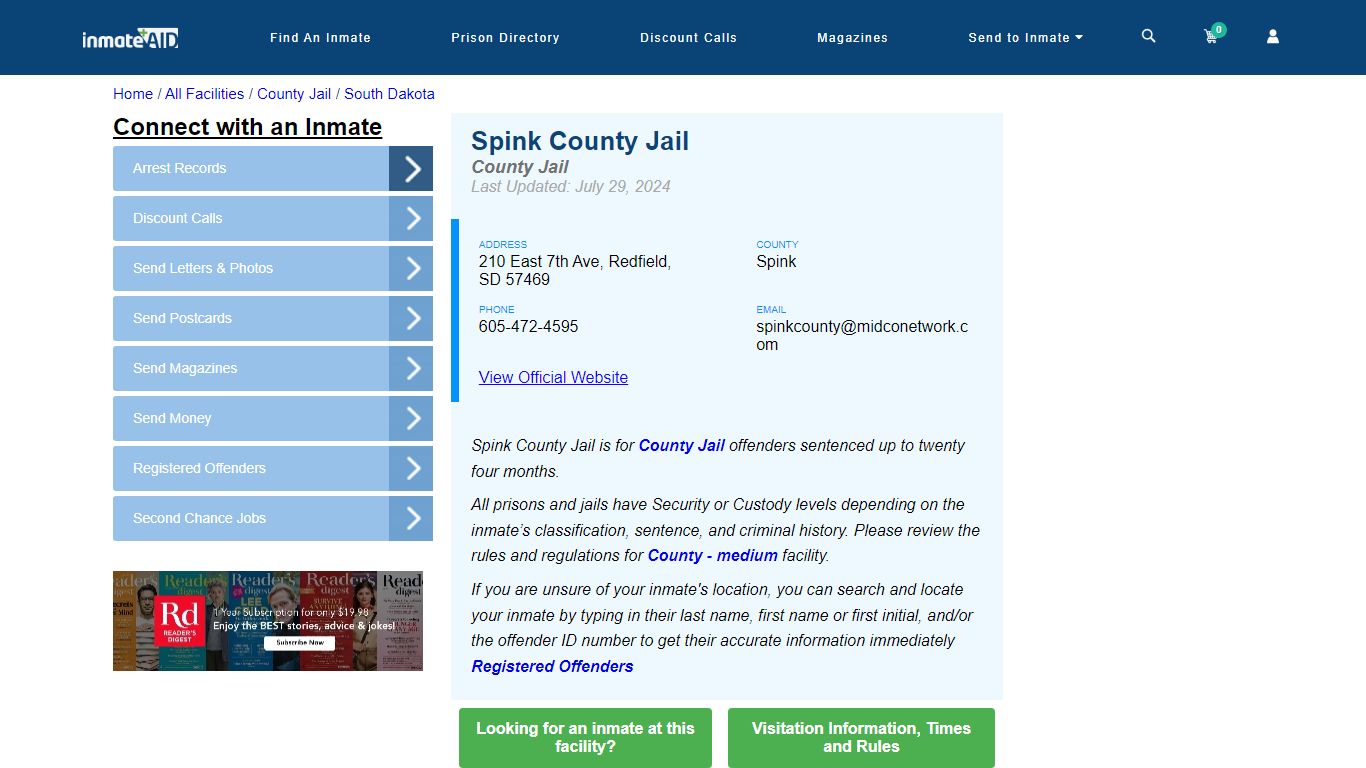 Spink County Jail - Inmate Locator