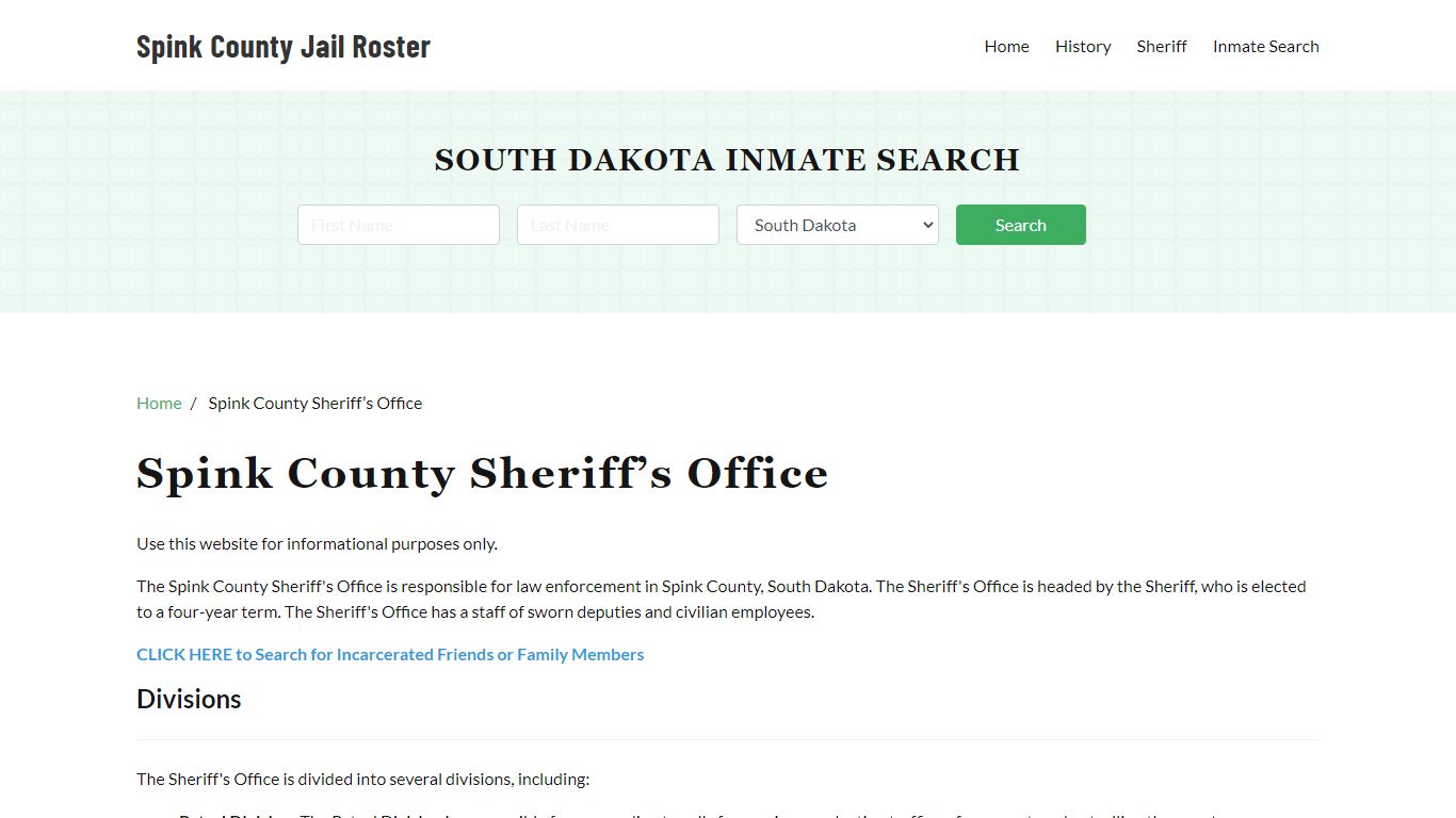 Spink County Sheriff Office, SD, Arrest Warrants Search